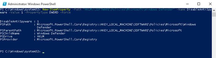 restart defender service powershell