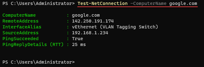test netconnection powershell