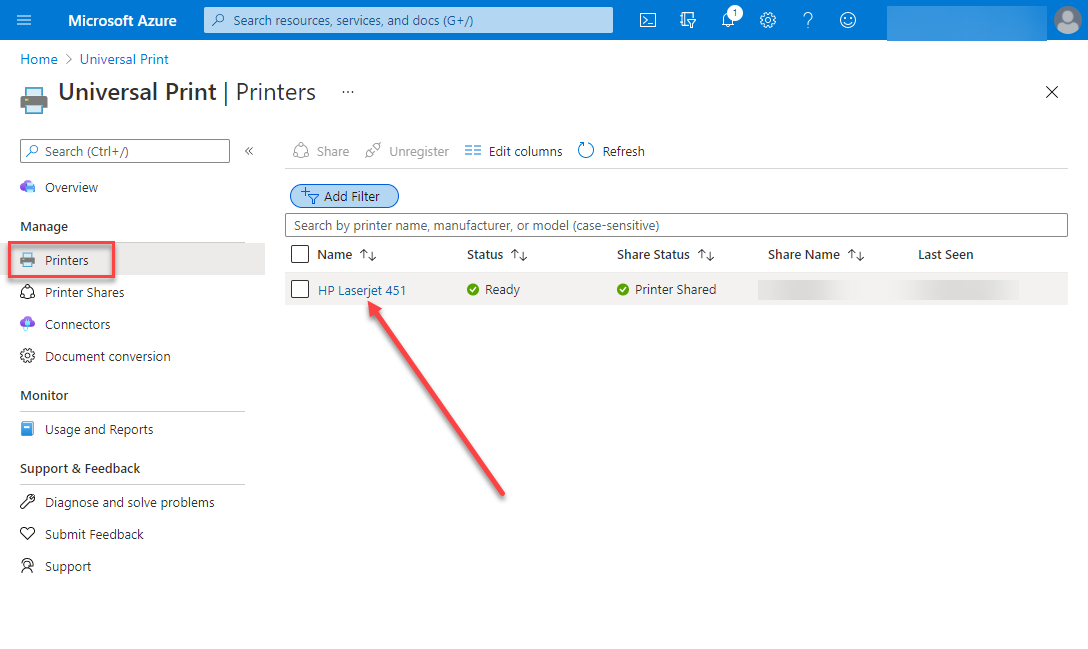 Universal Print printers in Azure