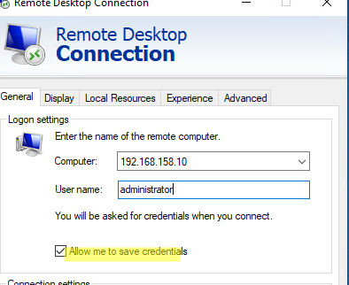 your system administrator does not allow the use of saved credentials