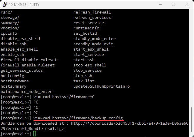 backup esxi host configuration