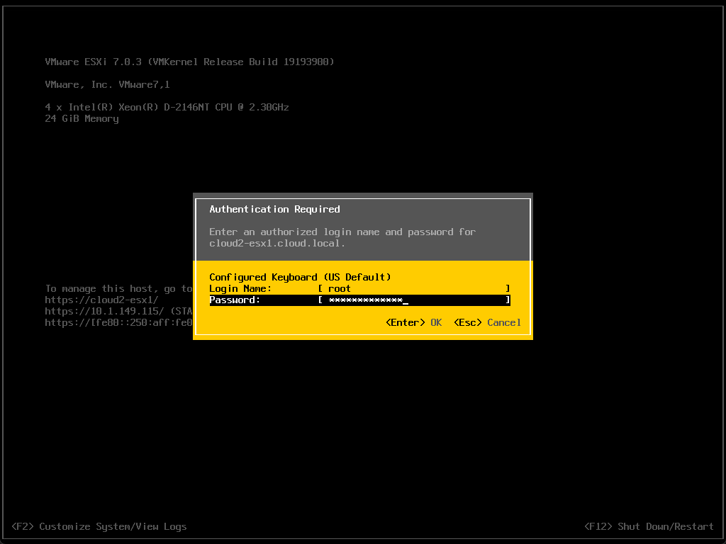 Login to your ESXi server