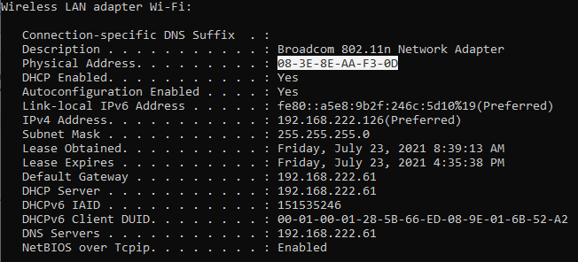 how to reserve ip address in dhcp