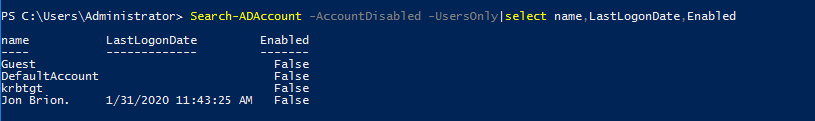 powershell disable ad account