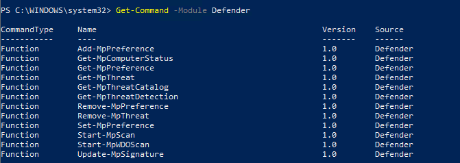 powershell disable windows defender