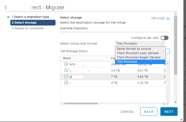 vmware convert thick to thin