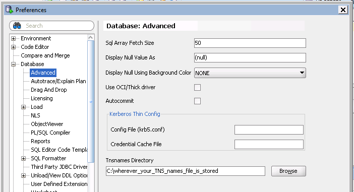 tns file for sql developer