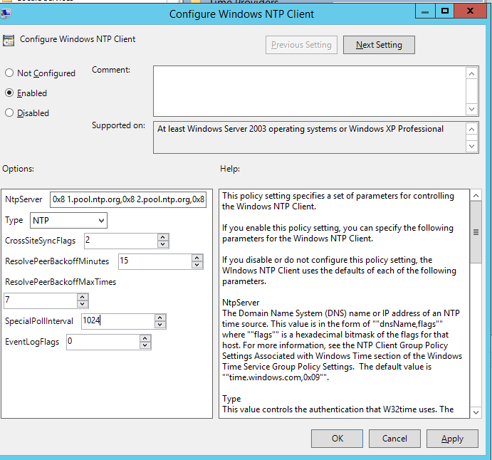 point domain controller to ntp server