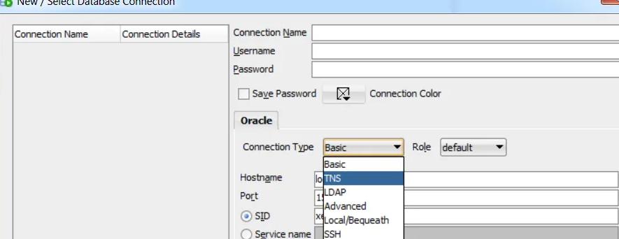 how to load tns file in sql developer