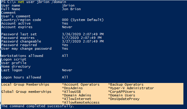 check ad group membership powershell