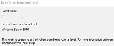 you cannot raise the domain functional level because this domain includes active directory domain