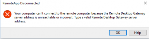 there was a problem connecting to the remote resource. ask your network administrator for help