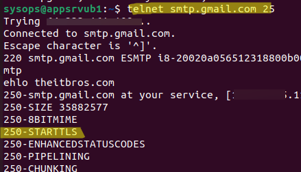 5.7.3 starttls is required to send mail