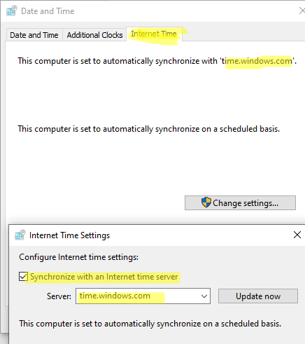 sync time with domain controller