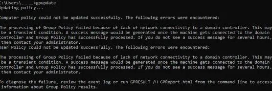 processing of group policy failed