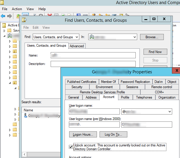 unlock account active directory