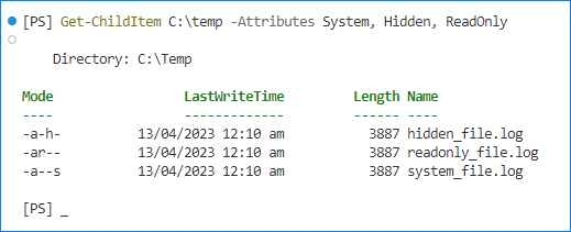 Get-ChildItem command