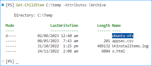 Get-ChildItem Attributes Archive