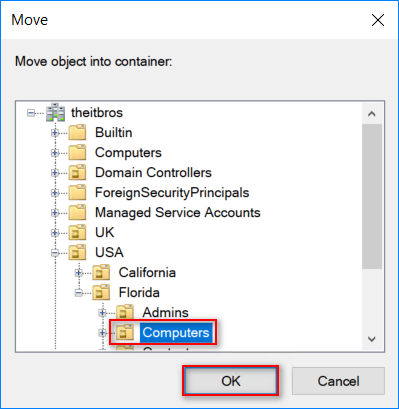 move ad computer to another ou powershell