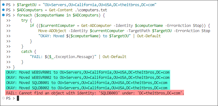 powershell move ou computer