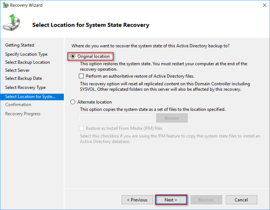 how to restore a domain controller from backup