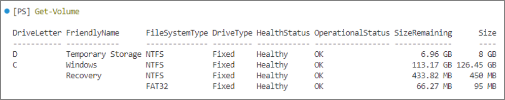 powershell free disk space