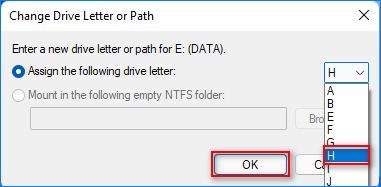 disk management change drive letter