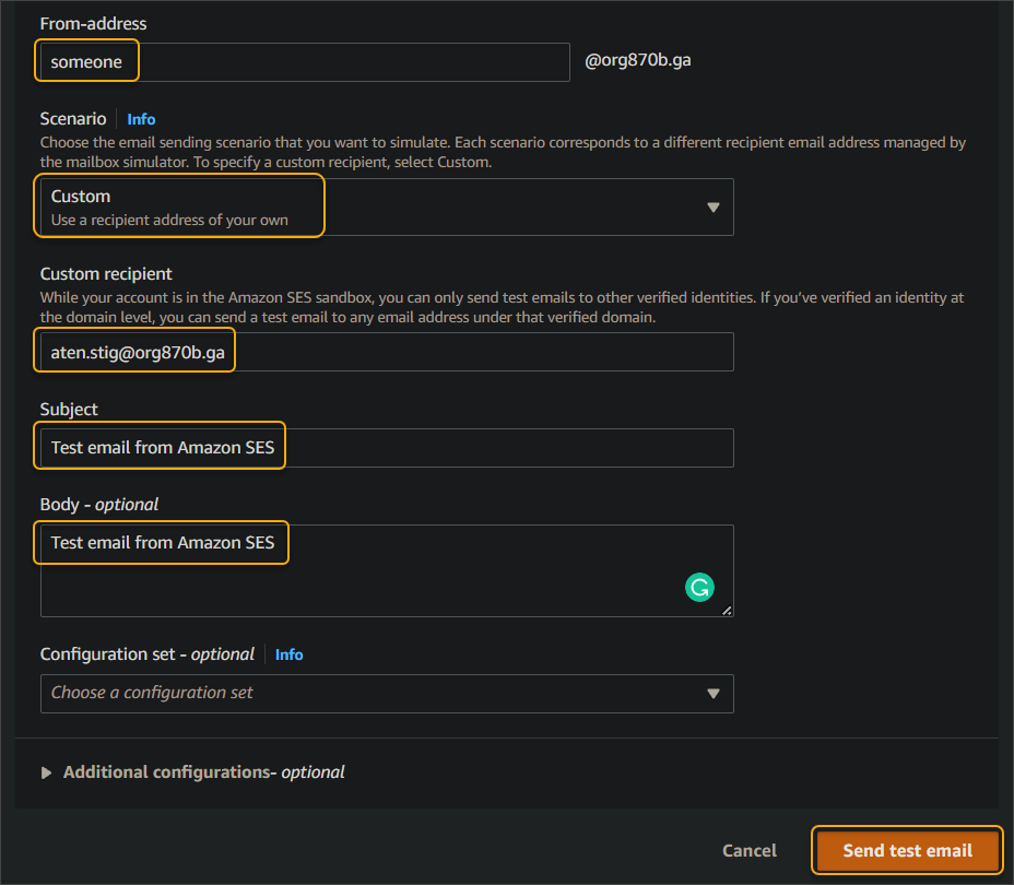 amazon ses smtp relay mail