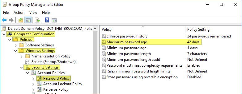 group policy for password expiration