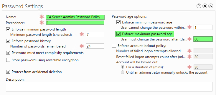 active directory set password expiration