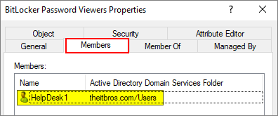 how to save bitlocker key to active directory