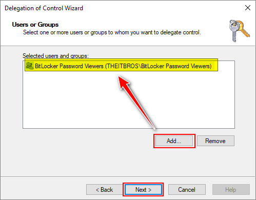 store bitlocker key in active directory