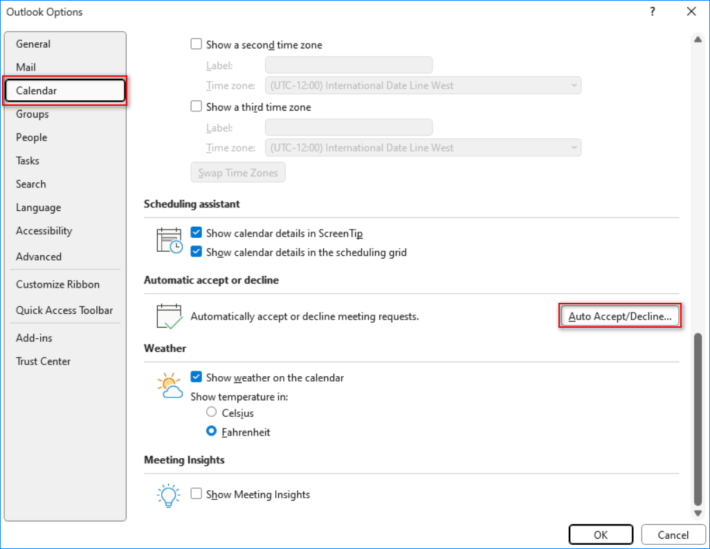 outlook auto accept meetings from specific person