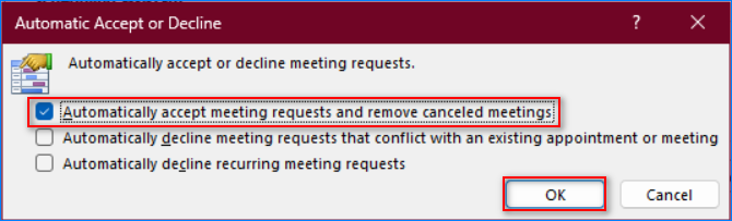auto accept calendar invites outlook from specific person