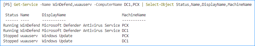 powershell get-service status