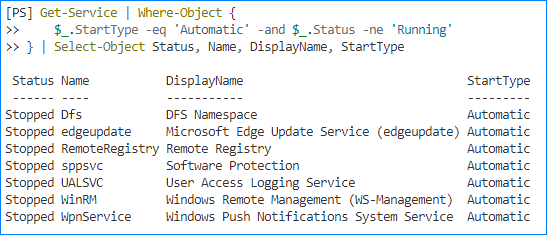 get-service status powershell