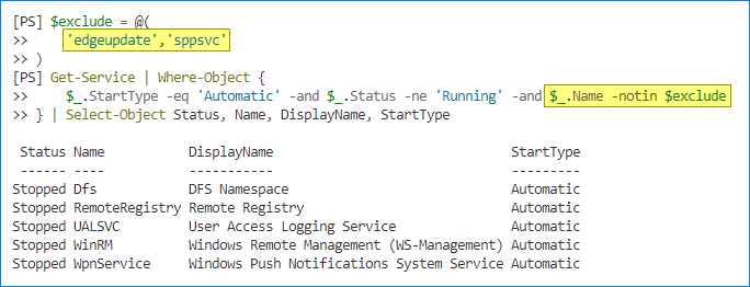 powershell check service running