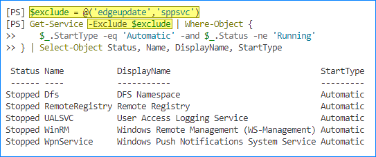 powershell get status of service