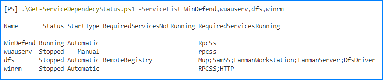 check windows service status powershell