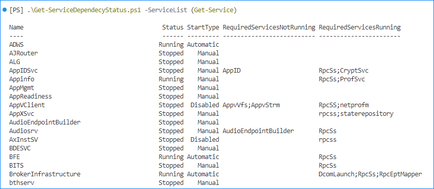 powershell check service is running
