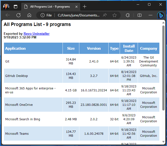 how to get installed software list in windows