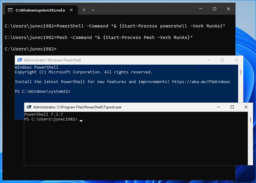 run powershell script as administrator from command line