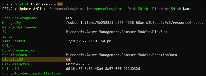 resize os disk azure