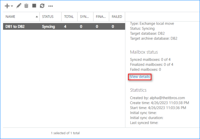 exchange online move mailbox to another database