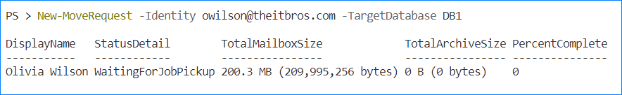 move mailbox in exchange database
