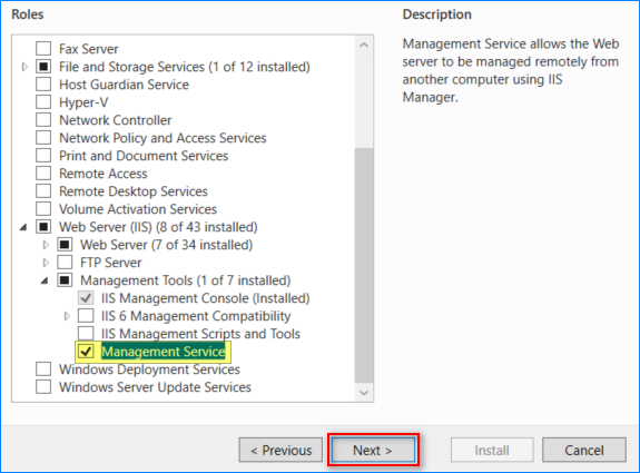 iis manager connect to remote server windows 10