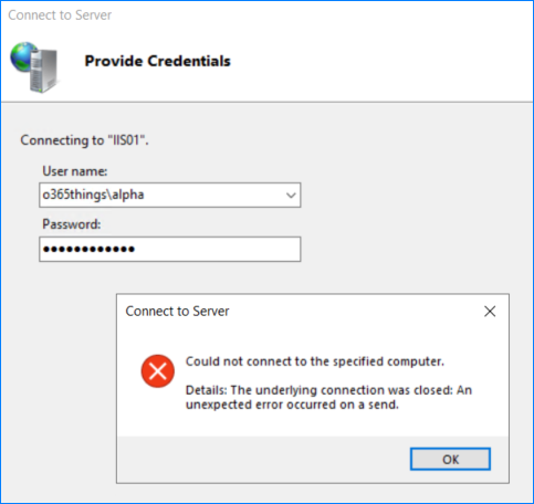 connect to iis server remotely