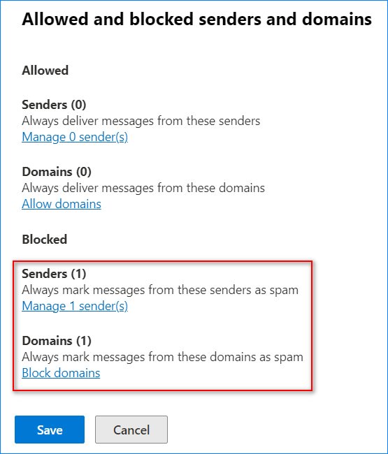 how to block email in office 365 admin portal