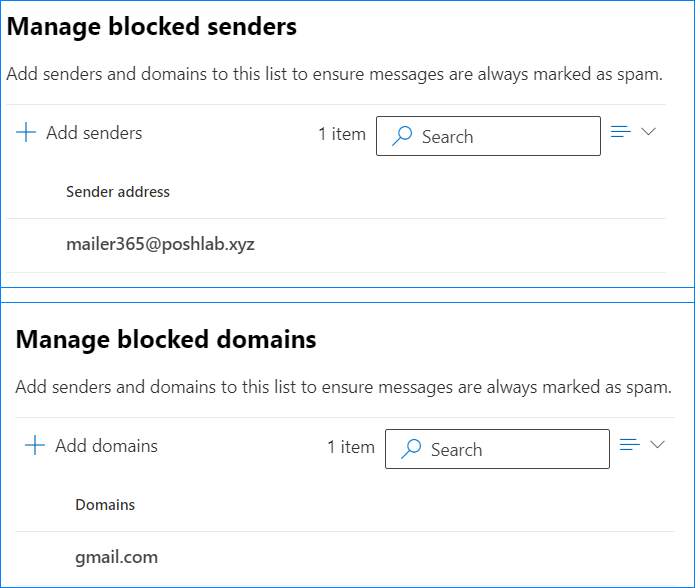 how to block domain in office 365