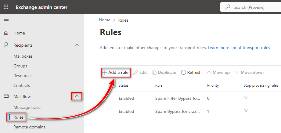 how to block email address in office 365 admin portal